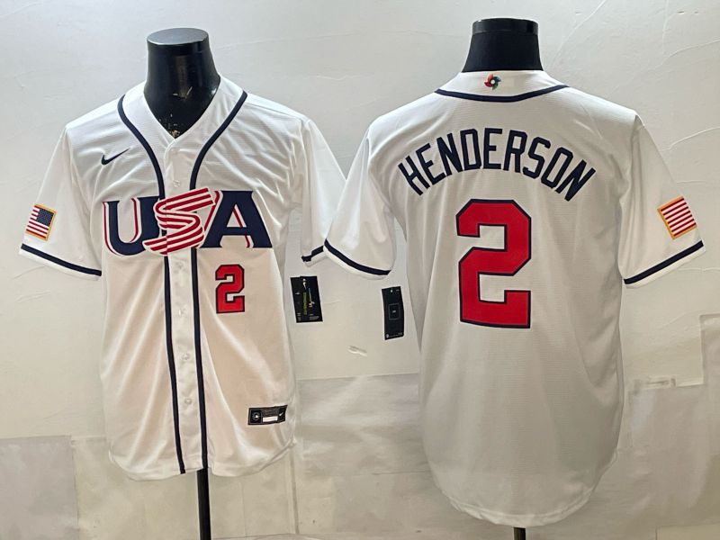 Men 2026 World Cub USA #2 Henderson White Game Nike MLB Jersey style 004->more jerseys->MLB Jersey